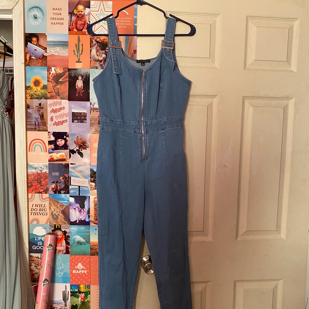 Women’s denim jumpsuit tight fit very flattering